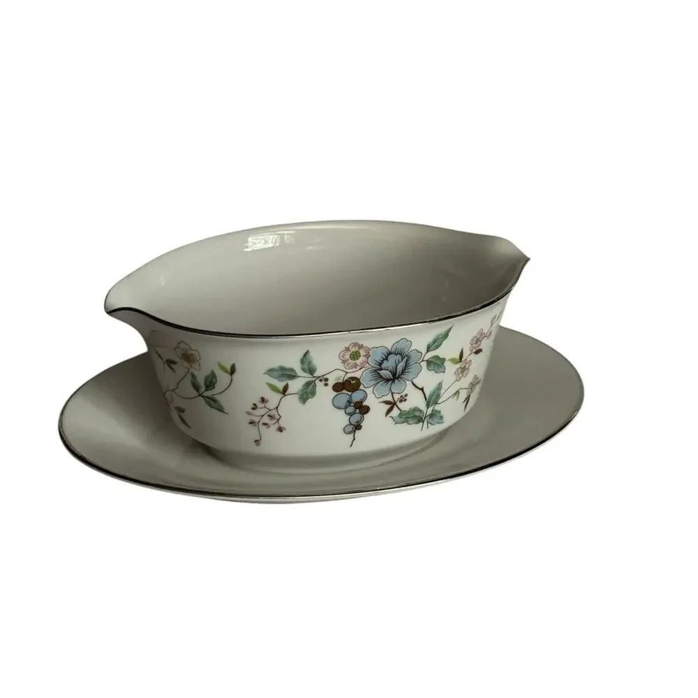 VTG Noritake Biltmore 2581 Gravy Boat Attached‎ Underplate Contemporary China